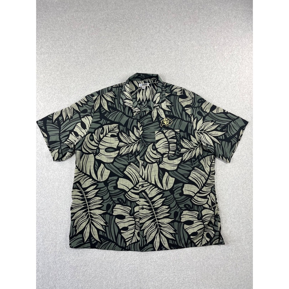 Colorado University Buffalos Hawaiian Shirt Mens XL Gray Black Floral Button Up